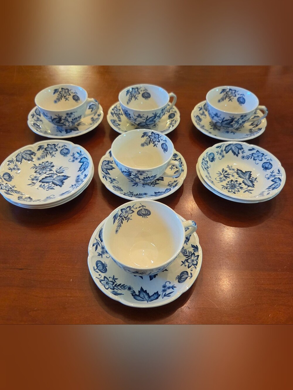 15 Pc Set Vtg Johnson Brothers WindsorWare Malvern Blue Tea Cups Saucers England